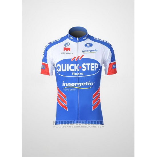 2011 Fahrradbekleidung Quick Step Floor Wei und Azurblau Trikot Kurzarm und Tragerhose - zum Schließen ins Bild klicken